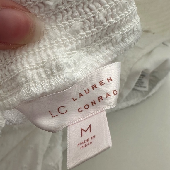 lauren conrad white Swiss dot midi skirt and cropped blouse set - Picture 4 of 11